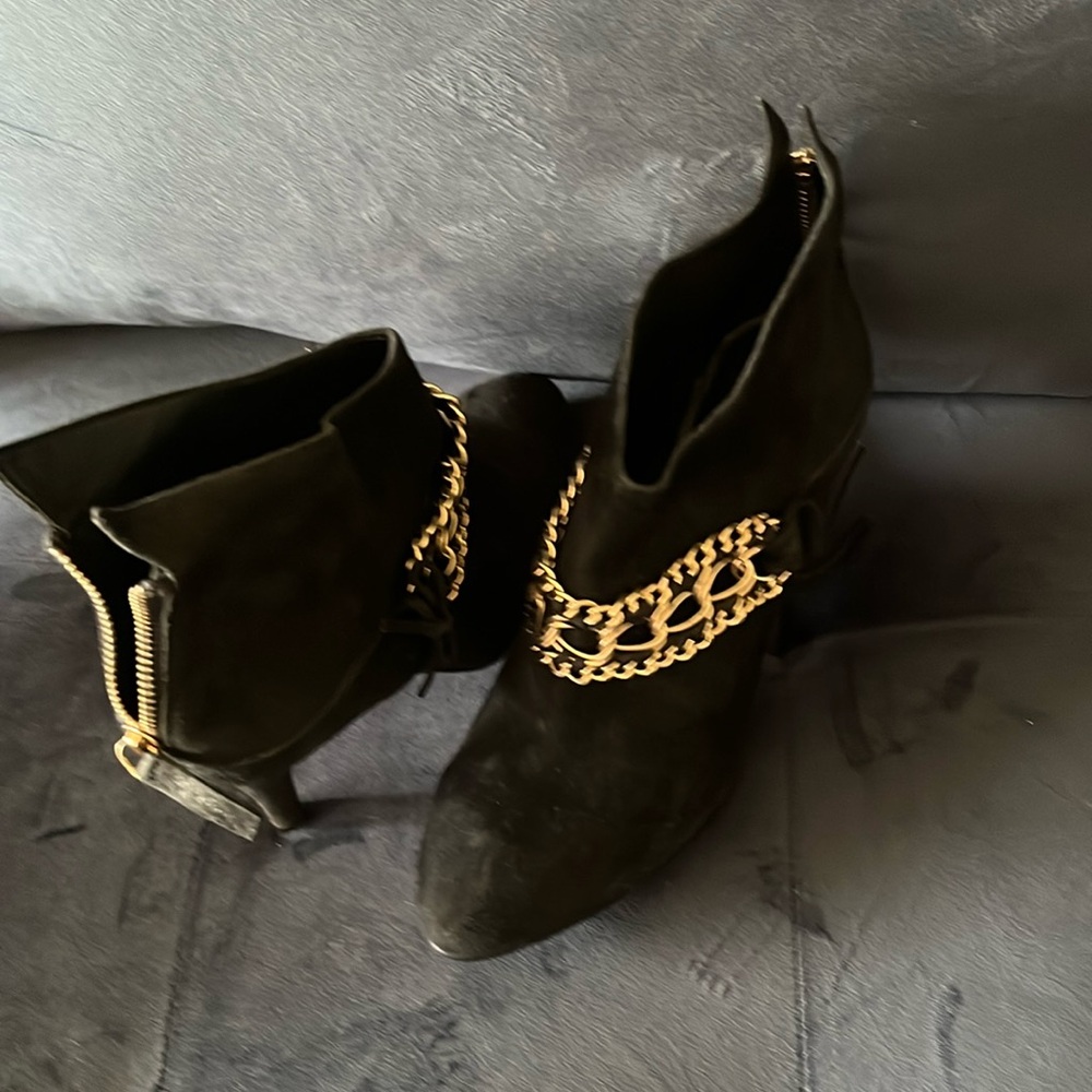 Black suede bootie
